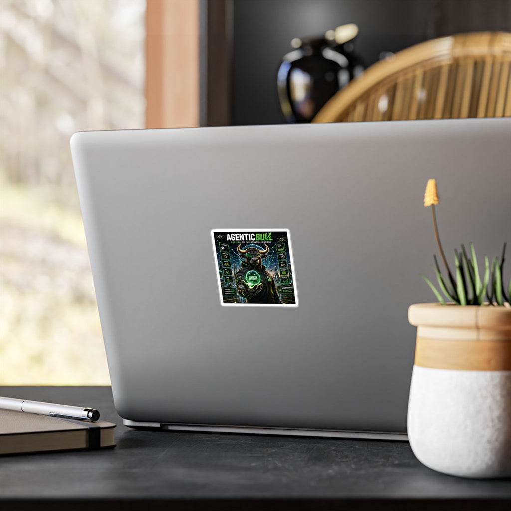 Agentic Buzz Bull Vinyl Decal – Kiss-Cut Sticker (Bullish on the Agentic Economy)